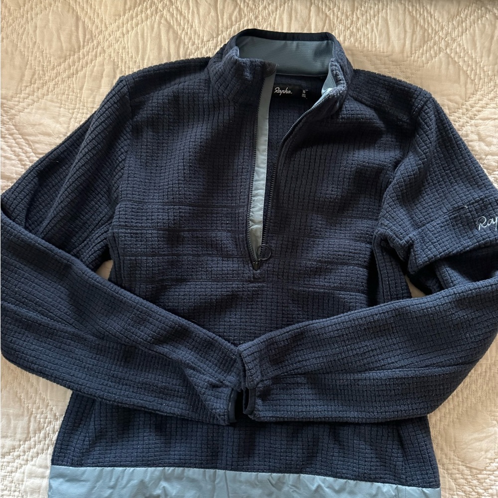 Rapha Women's Navy Blue Waffle Knit Half-Zip Pullover